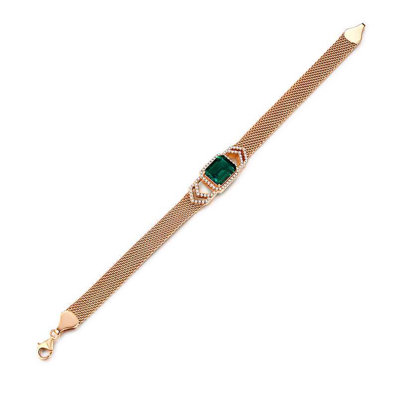Halo Emerald Mesh Sterling Silver Bracelet - ReadYourHeart