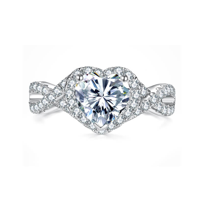 Halo Heart Moissanite Twisted Pave Engagement Ring - ReadYourHeart