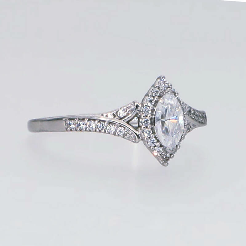 Halo Marquise Cut Moissanite Frame Split Shank Pave Engagement Ring,RRL-FA1C1230-1,RRL-FA1C1230-2,RRL-FA1C1230-3