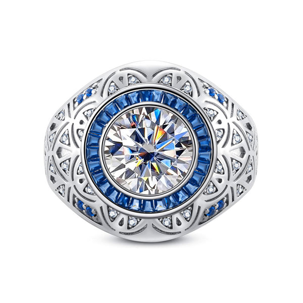 Halo Bezel Moissanite Vintage Art Deco Engagement Ring