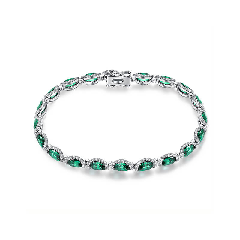 Halo Oval Gemstones Tennis Bracelet In Sterling Silver - ReadYourHeart