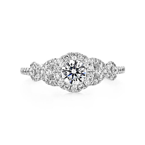 Halo Round Moissanite Infinity Accents Pave Engagement Ring - ReadYourHeart