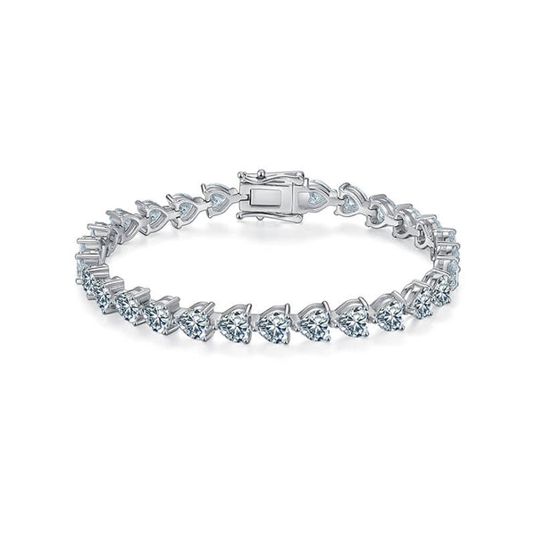 Heart Cut Moissanite Tennis Sterling Silver Bracelet - ReadYourHeart