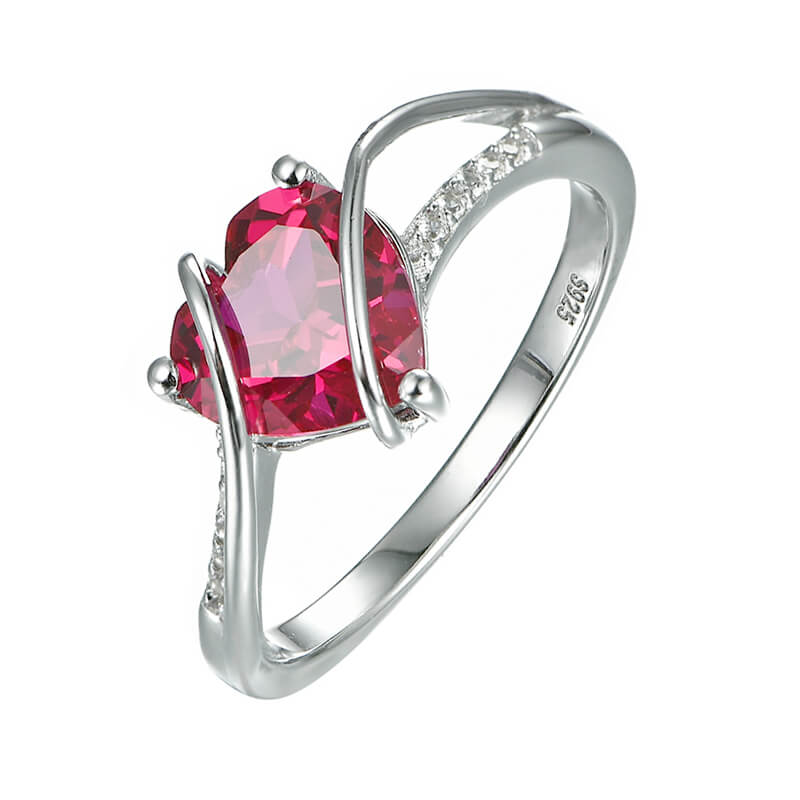 Heart Cut Ruby Split Shank Pave Sterling Silver Ring – ReadYourHeart