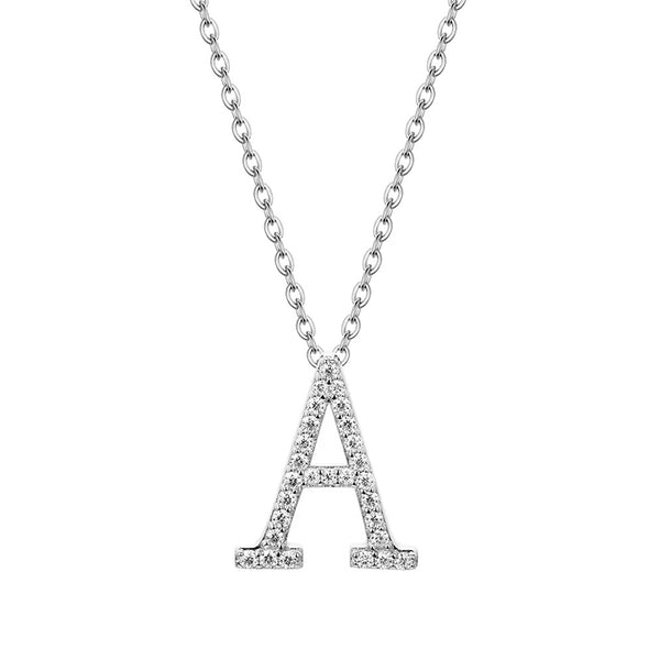 Initial Pave Moissanite Letter Necklace In Sterling Silver