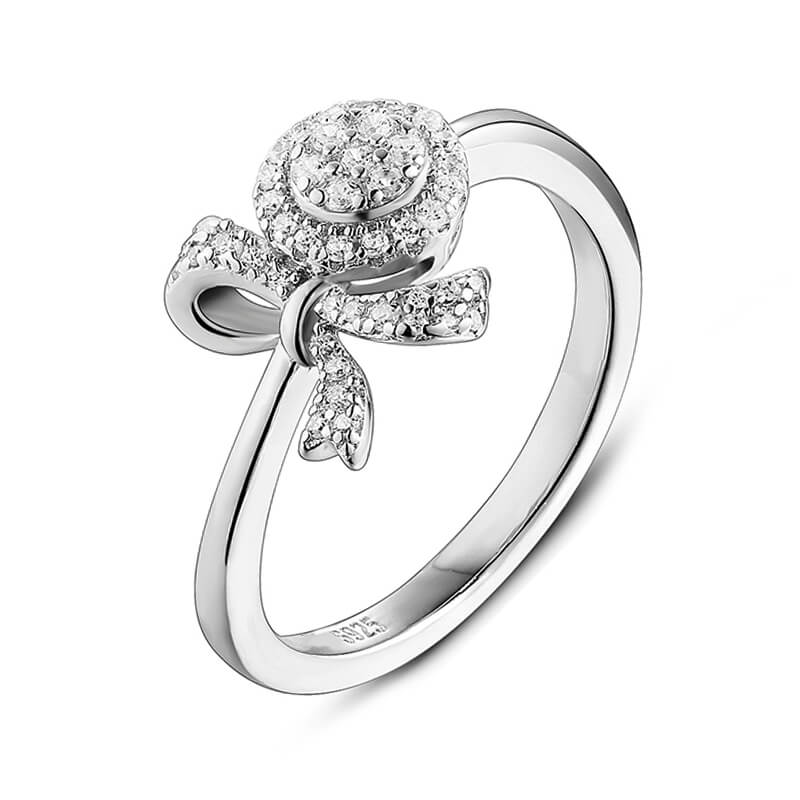 Knot And Halo Round Moissanite Cluster Engagement Ring - ReadYourHeart