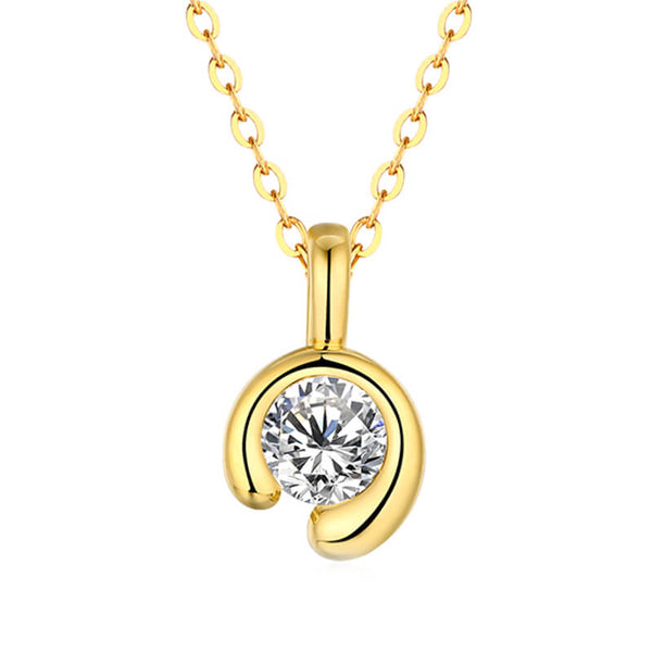 Minimalist Half Bezel Moissanite Necklace In Sterling Silver