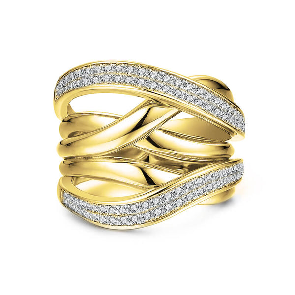 Moissanite Crossover Multiple Interlocking Wedding Band Ring