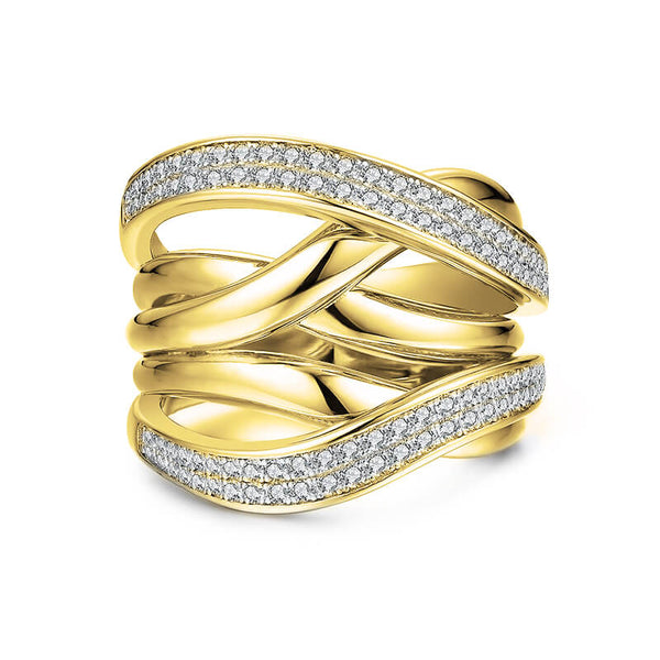 Moissanite Crossover Multiple Interlocking Wedding Band Ring