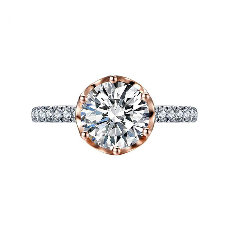Moissanite Luxury Two Tone Torch Pave Sterling Silver Ring - ReadYourHeart