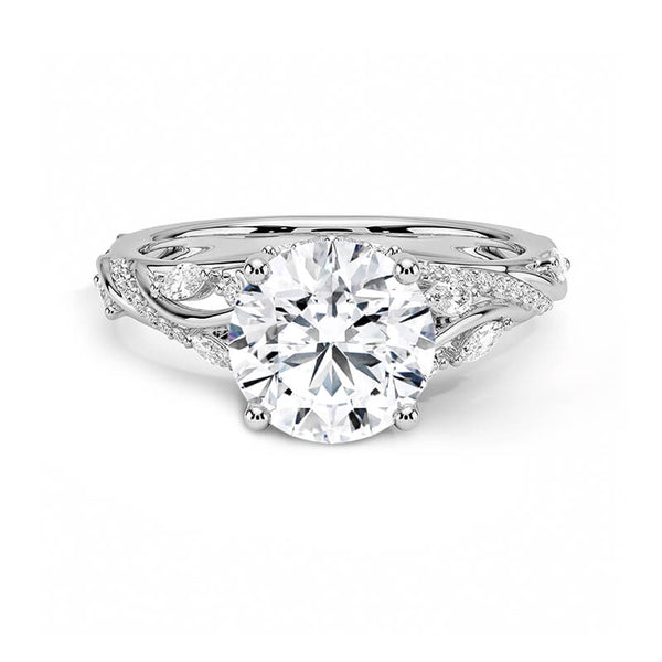 Nature-inspired Moissanite Floral Vines Cluster Pave Engagement Ring