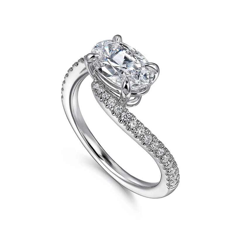 Oval Cut Moissanite Bypass Pave Engagement Ring,RRL-FA1C798-1,RRL-FA1C798-2,RRL-FA1C798-3