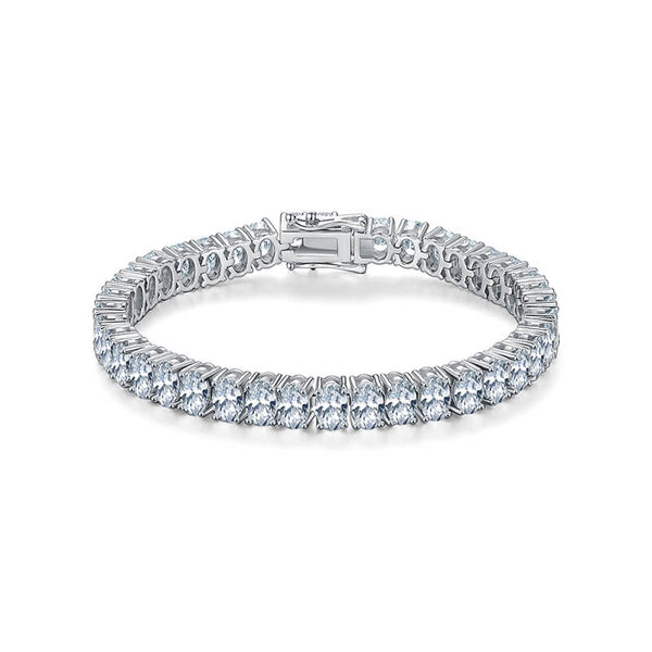 Oval Cut Moissanite Tennis Sterling Silver Bracelet - ReadYourHeart