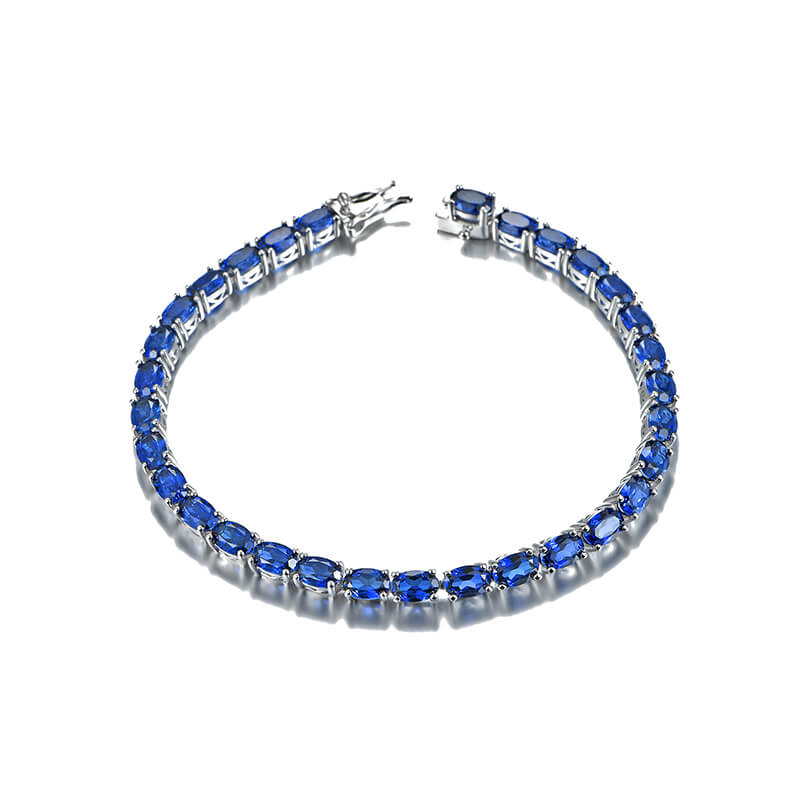 Oval Sapphire Tennis Bracelet In Sterling Silver - ReadYourHeart