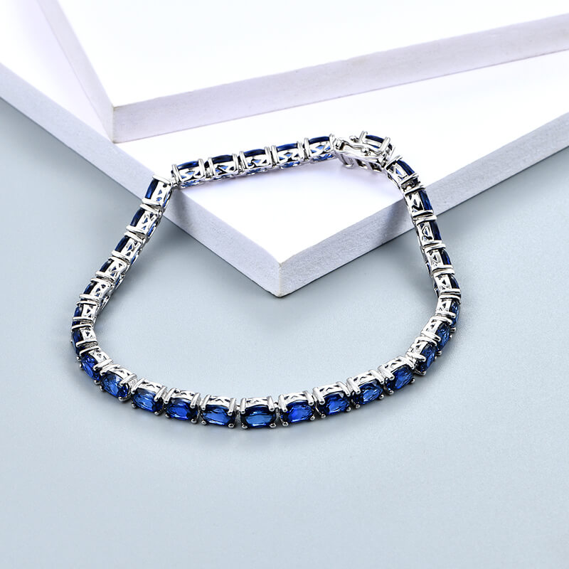 Oval Sapphire Tennis Bracelet In Sterling Silver - ReadYourHeart