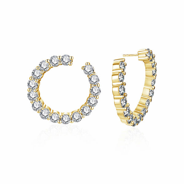 Pave Moissanite Open Hoop Earrings In Sterling Silver - ReadYourHeart
