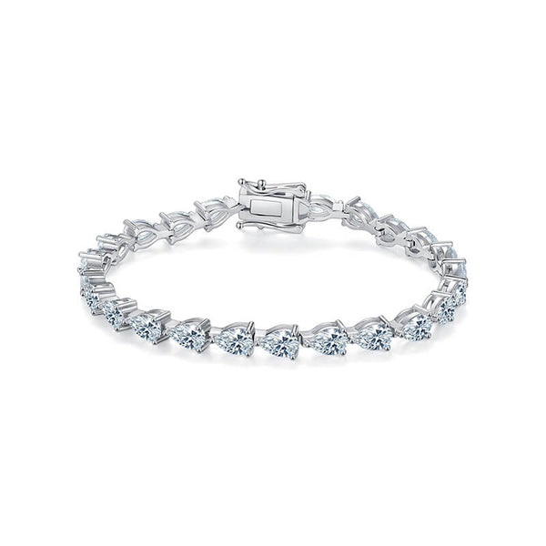 Pear Cut Moissanite Tennis Sterling Silver Bracelet - ReadYourHeart