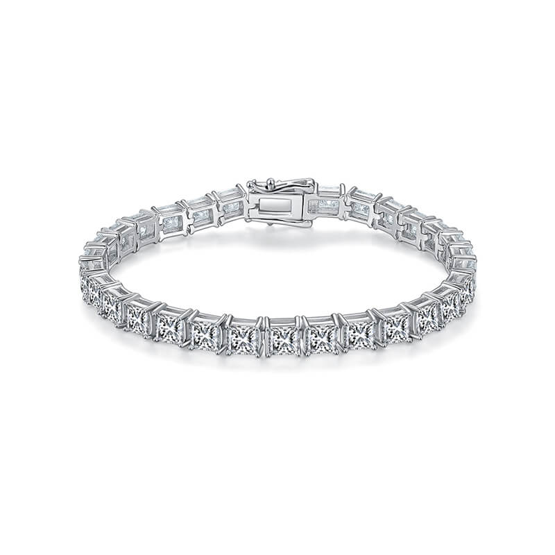 Princess Cut Moissanite Tennis Sterling Silver Bracelet - ReadYourHeart
