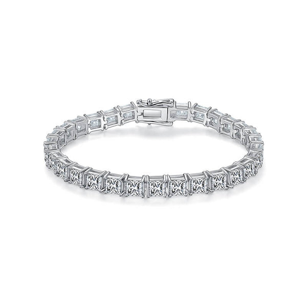 Princess Cut Moissanite Tennis Sterling Silver Bracelet - ReadYourHeart