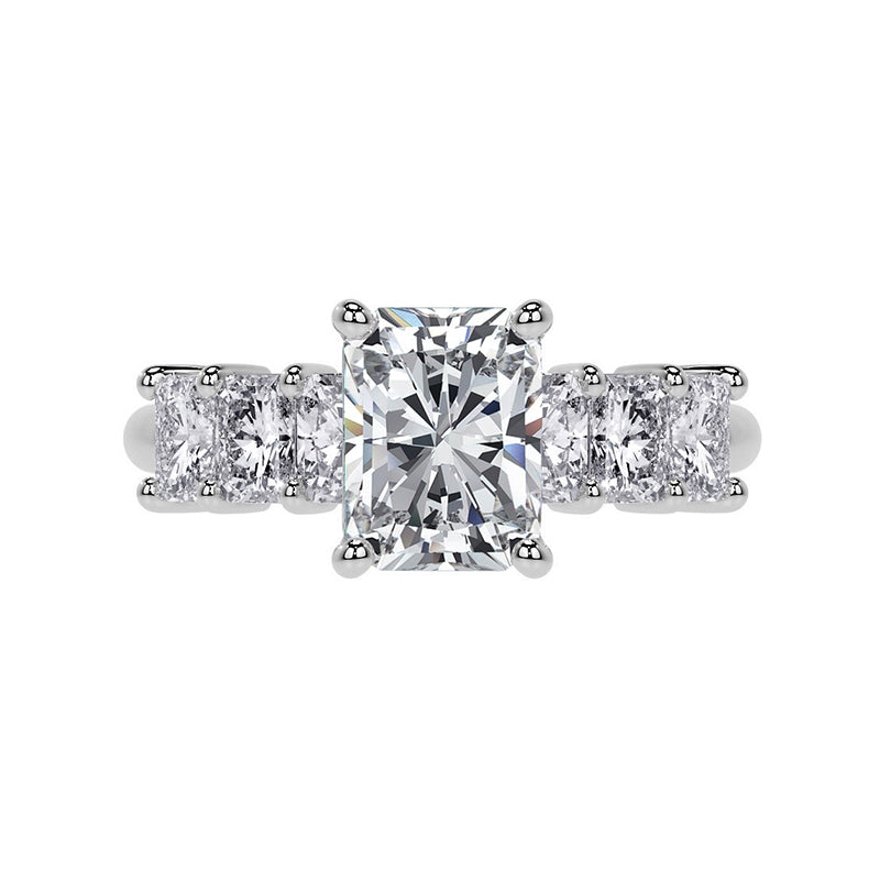 Radiant Cut Moissanite Radiant Accent Stones Engagement Ring,RRL-FA1C1217-1,RRL-FA1C1217-2,RRL-FA1C1217-3