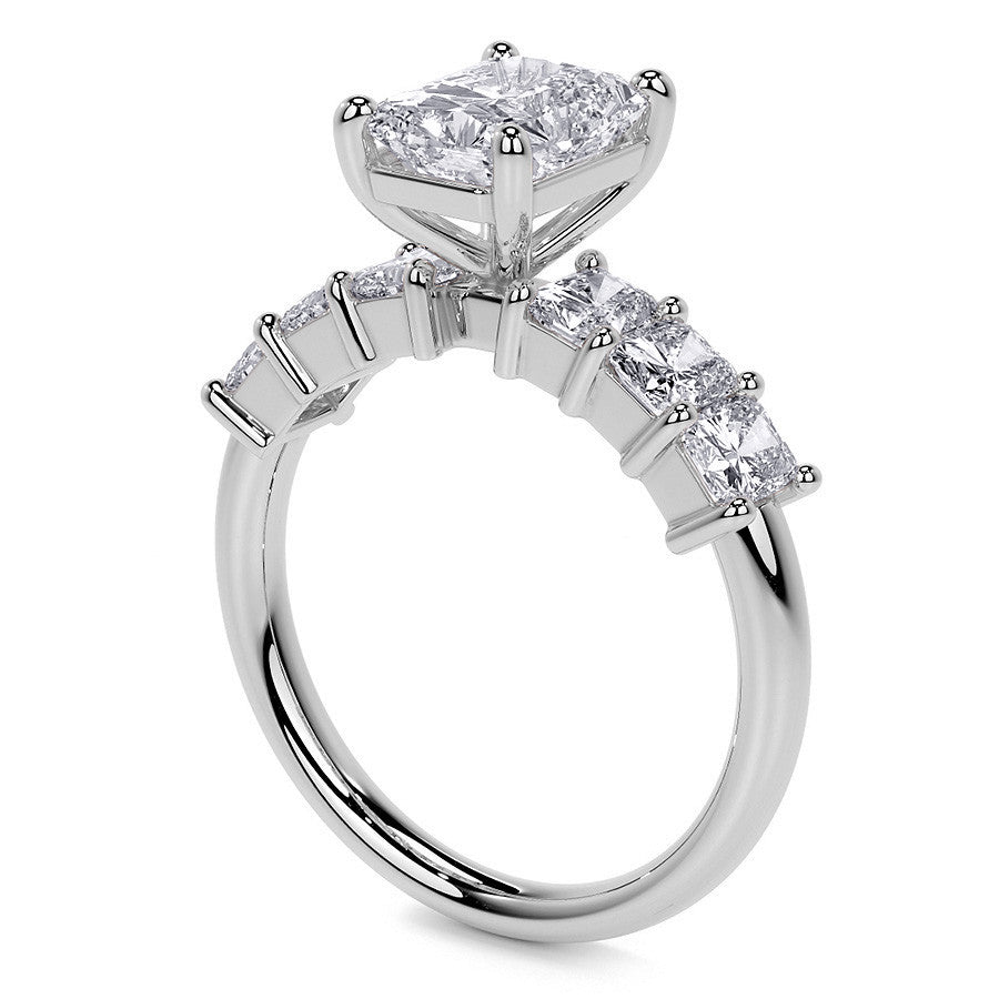 Radiant Cut Moissanite Radiant Accent Stones Engagement Ring,RRL-FA1C1217-1,RRL-FA1C1217-2,RRL-FA1C1217-3