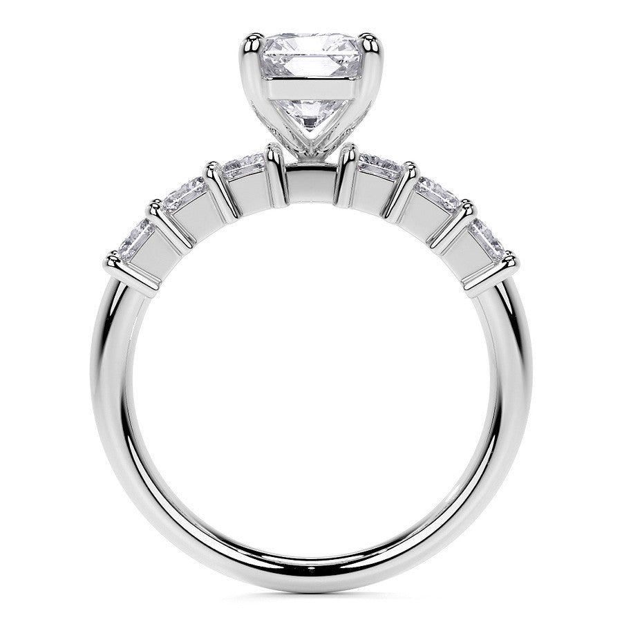 Radiant Cut Moissanite Radiant Accent Stones Engagement Ring,RRL-FA1C1217-1,RRL-FA1C1217-2,RRL-FA1C1217-3