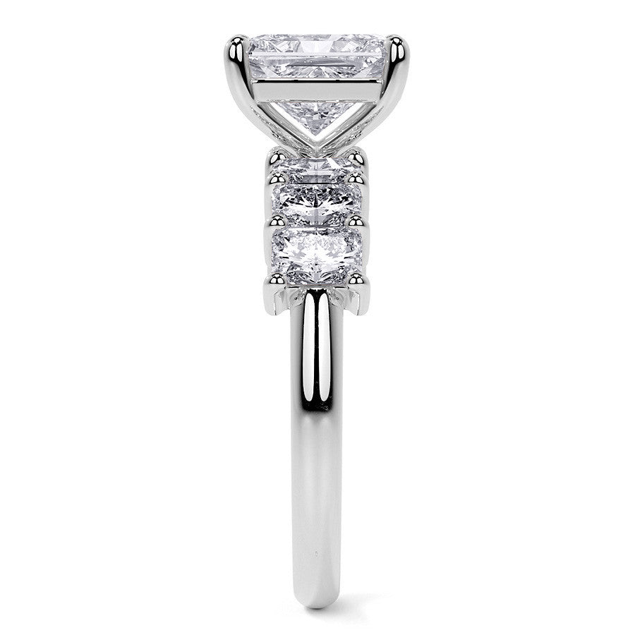 Radiant Cut Moissanite Radiant Accent Stones Engagement Ring,RRL-FA1C1217-1,RRL-FA1C1217-2,RRL-FA1C1217-3