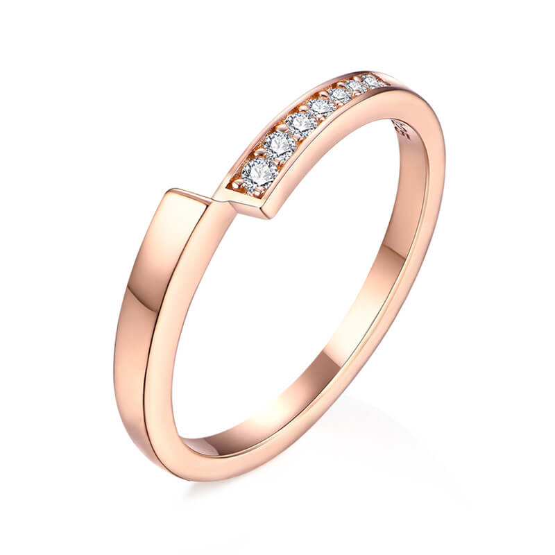Round Moissanite Bypass Wedding Band Ring - ReadYourHeart