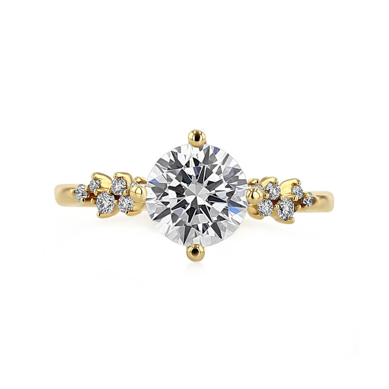 Round Moissanite Cluster Accents Engagement Ring - ReadYourHeart
