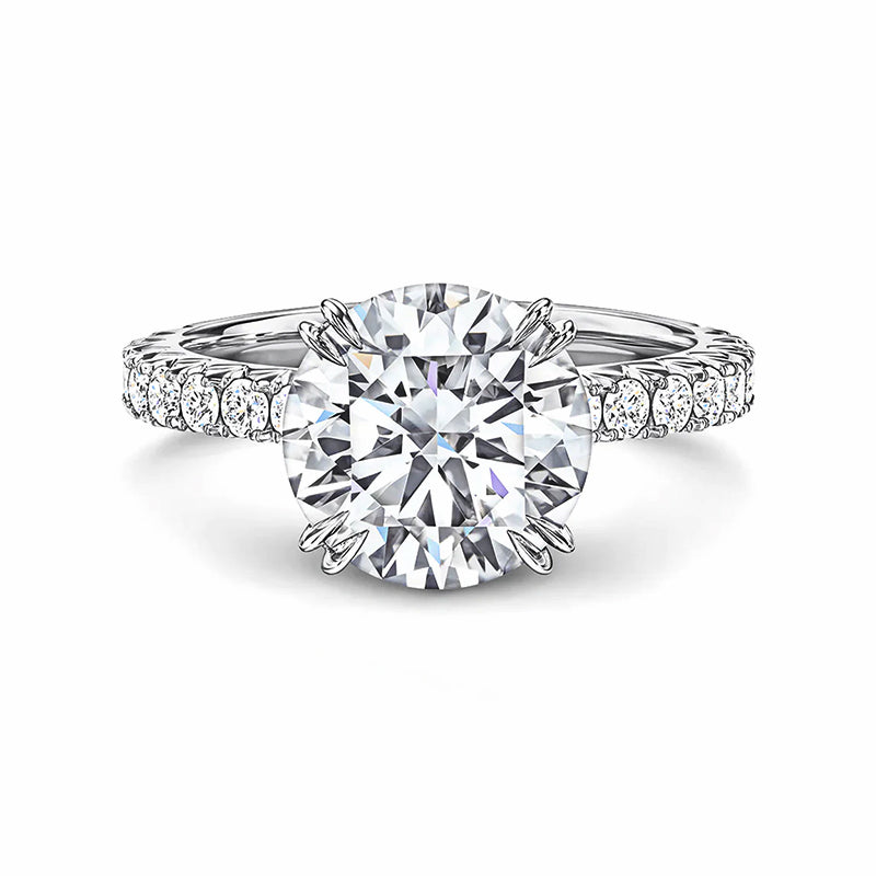 Round Moissanite Pavé Accents Engagement Ring - ReadYourHeart