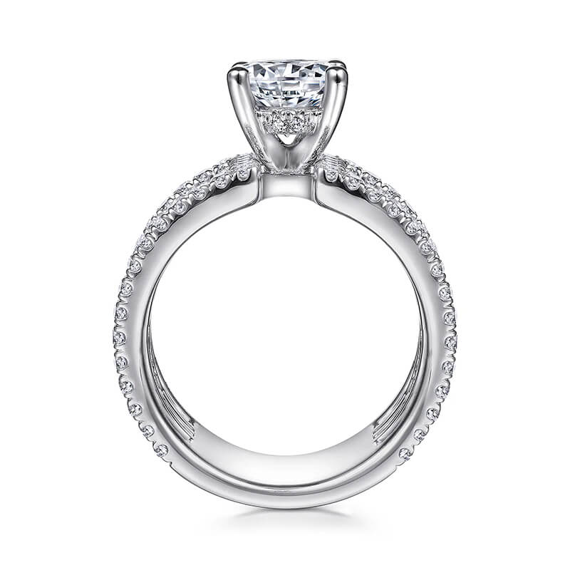 Round Moissanite Geometric Triple Shank Pave Engagement Ring,RRL-FA1C1006-1,RRL-FA1C1006-2,RRL-FA1C1006-3