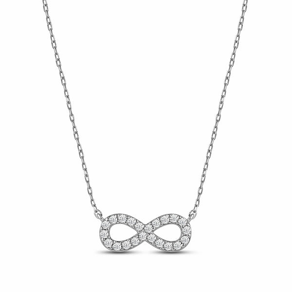 Round Moissanite Infinity Necklace In Sterling Silver