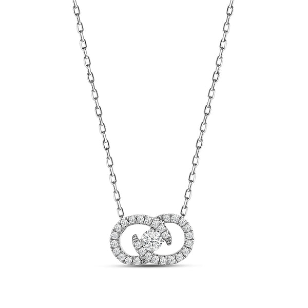 Round Moissanite Infinity Pave Necklace In Sterling Silver