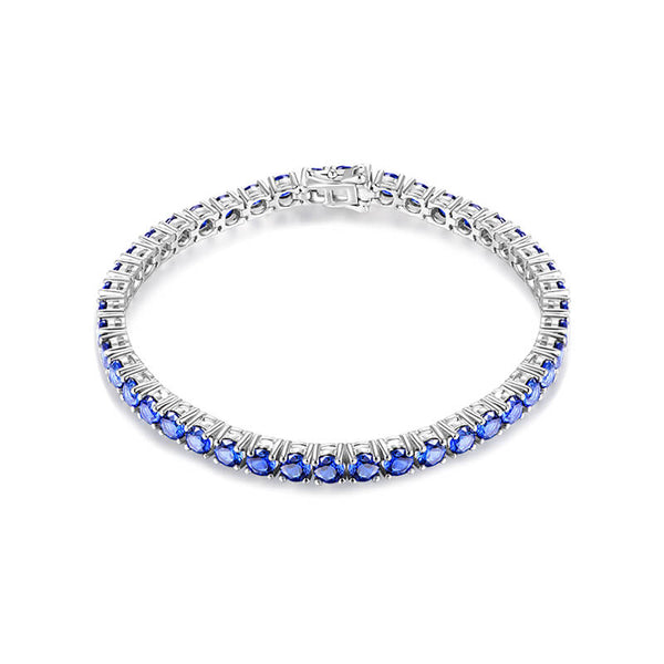Round Sapphire Tennis Bracelet In Sterling Silver - ReadYourHeart