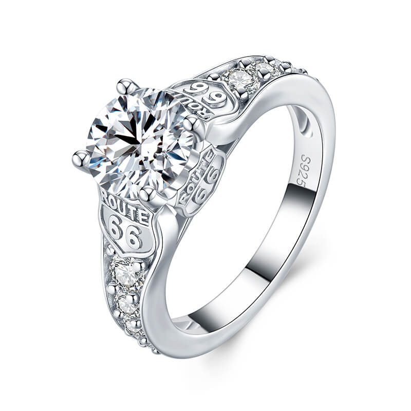 Route 66 Inspired Moissanite Sidestones Accents Engagement Ring,RRL-FA1C943-1,RRL-FA1C943-2,RRL-FA1C943-3