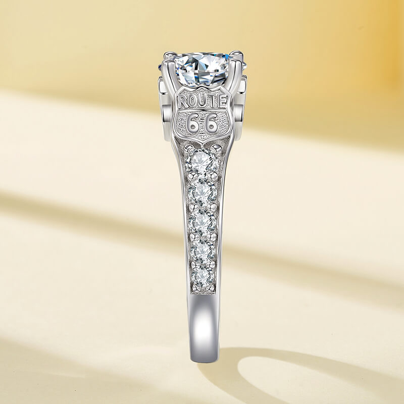 Route 66 Inspired Moissanite Sidestones Accents Engagement Ring,RRL-FA1C943-1,RRL-FA1C943-2,RRL-FA1C943-3