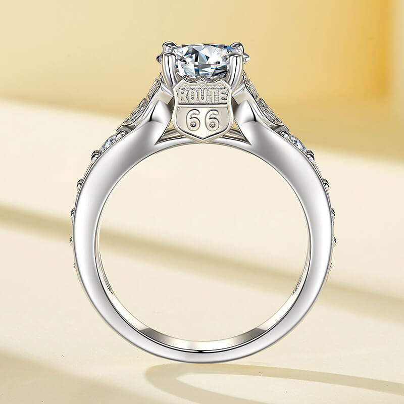 Route 66 Inspired Moissanite Sidestones Accents Engagement Ring,RRL-FA1C943-1,RRL-FA1C943-2,RRL-FA1C943-3