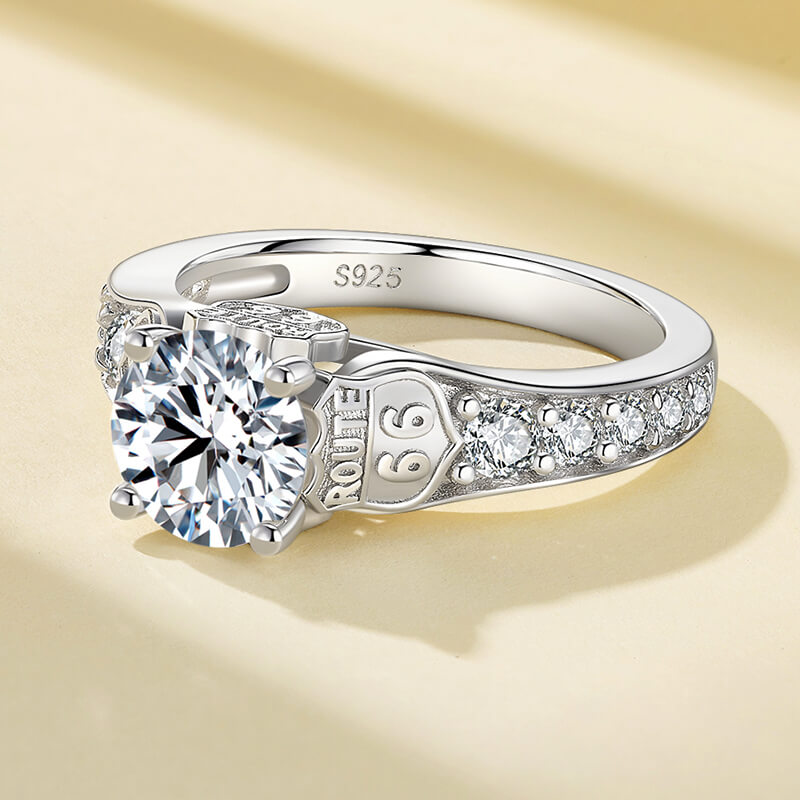 Route 66 Inspired Moissanite Sidestones Accents Engagement Ring,RRL-FA1C943-1,RRL-FA1C943-2,RRL-FA1C943-3