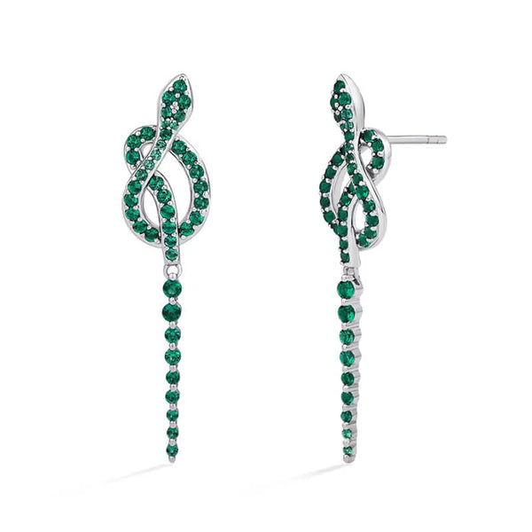 Snake Earrings Green Nano Gemstone In Sterling Silver