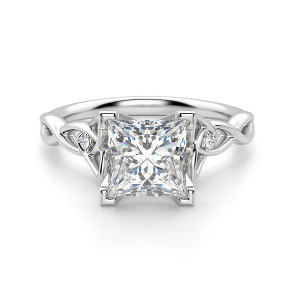 Solitaire Celtic Knot Princess Cut Moissanite Engagement Ring - ReadYourHeart