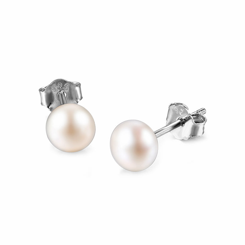 Solitaire Freshwater Pearl Sterling Silver Stud Earrings - ReadYourHeart