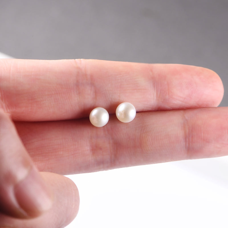 Solitaire Freshwater Pearl Sterling Silver Stud Earrings - ReadYourHeart