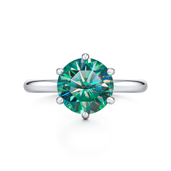 Solitaire Colored Moissanite Six Prong Engagement Ring