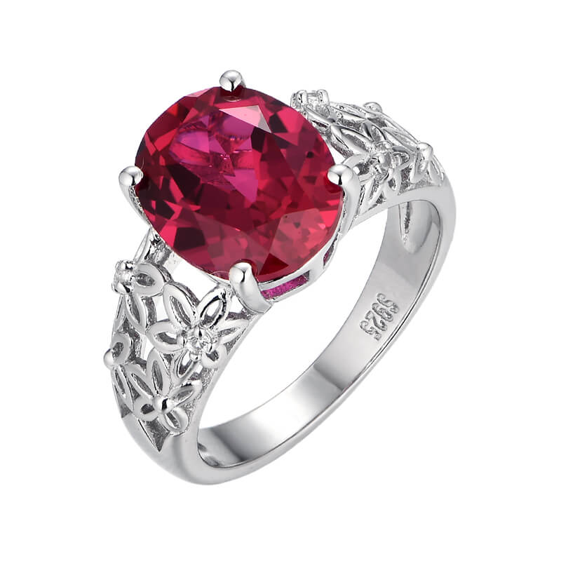 Solitaire Oval Ruby Vintage Engagement Ring In Sterling Silver - ReadYourHeart