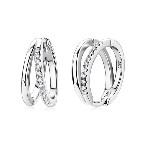 Split Hoop Moissanite Pave Earrings In Sterling Silver - ReadYourHeart