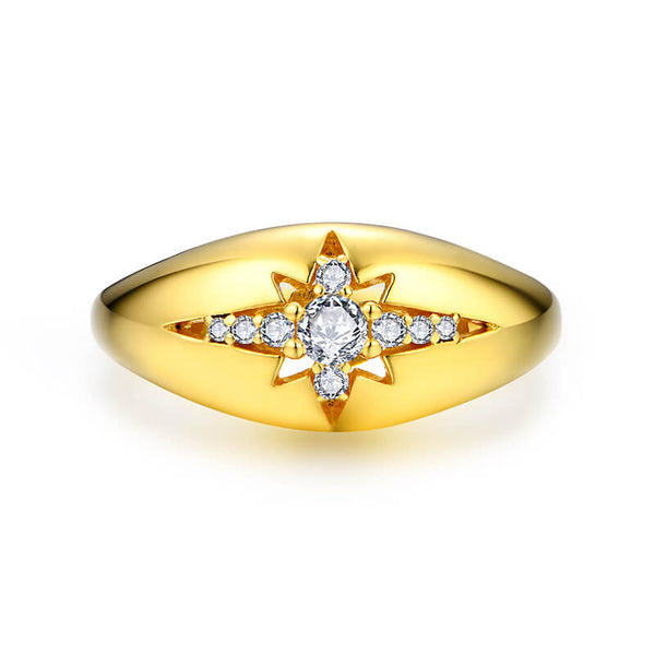 Starlight Moissanite Wide Shank Engagement Ring