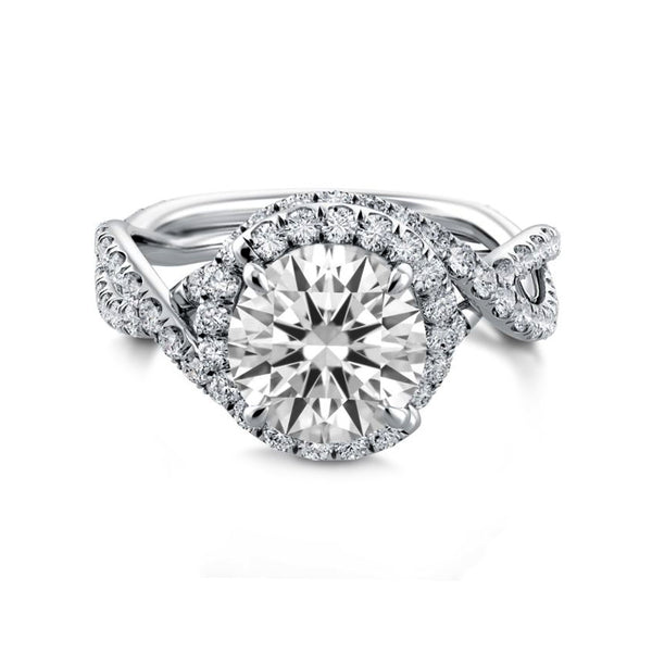 Swirl Halo Moissanite Twisted Pave Engagement Ring - ReadYourHeart