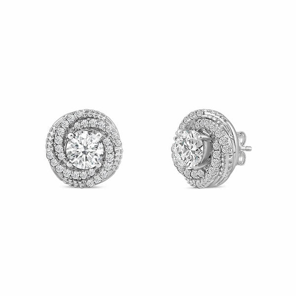Swirling Twisted Moissanite Pave Stud Earrings In Sterling Silver