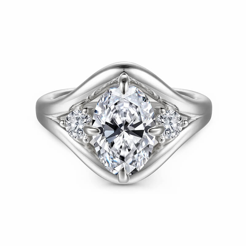 Three-Stone Oval Moissanite Split Shank Engagement Ring,RRL-FA1C1239-1,RRL-FA1C1239-2,RRL-FA1C1239-3