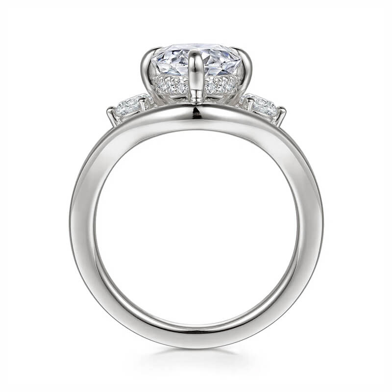 Three-Stone Oval Moissanite Split Shank Engagement Ring,RRL-FA1C1239-1,RRL-FA1C1239-2,RRL-FA1C1239-3